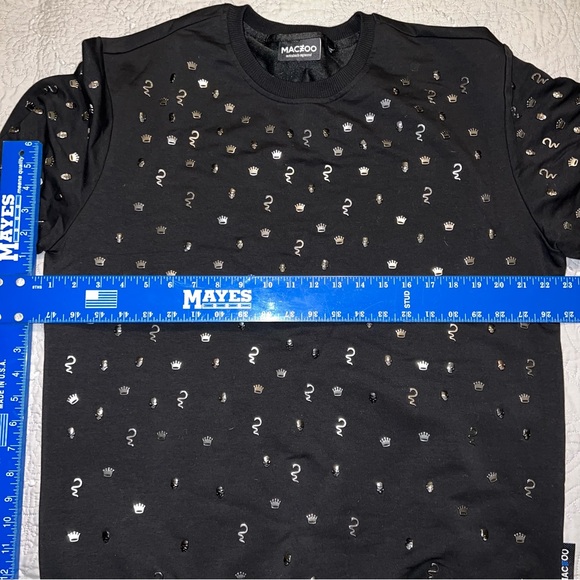 MACEOO Crew Neck Sweatshirt Embroidered Embellished Skull Snake Metal - Picture 7 of 11